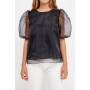 Women's Organza Puff Sleeve Top