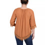 Petite Size 3/4 Sleeve Peasant Blouse