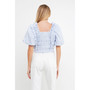 Women's Gingham Smocked Puff Sleeve Top