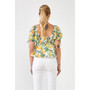 Women's Lemon Print Puff Sleeve Top