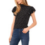Women's Mock Neck Double Ruffle Sleeve Floral-Print Knit Top