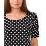 Women's Polka Dot Ruched Elbow Sleeve Knit Top