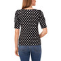 Women's Polka Dot Ruched Elbow Sleeve Knit Top