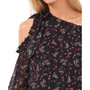 Women's Floral-Print Cold-Shoulder Long Sleeve Bow Blouse