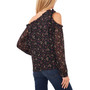 Women's Floral-Print Cold-Shoulder Long Sleeve Bow Blouse