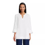 Women's Tall Linen Split Neck Three quarters Sleeve Tunic Top