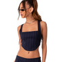 Women's Pinstripe Side Lace Up Corset Top