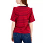 Women's Striped Ruffle-Trim Boxy T-Shirt
