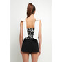 Women's Contrast Bow Strap Printed Top