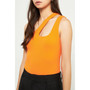 Women's One Shoulder Cut-out Detail Knit Bodysuit