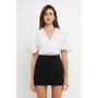 Women's Blouson Sleeve Corset Waist Top