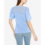 Black Label Petite Split Neck Mixed Media Top