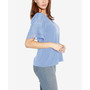 Black Label Petite Split Neck Mixed Media Top