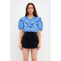 Women's Smocked Ruffled Puff Sleeve Top