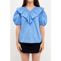 Women's Smocked Ruffled Puff Sleeve Top