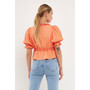 Women's Ruffle Detail Top with Puff Sleeves