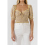 Women's Floral Chiffon Lace Trim Top