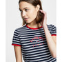 Women's Cotton Striped Logo Graphic T-Shirt