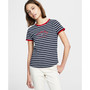 Women's Cotton Striped Logo Graphic T-Shirt
