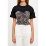 Women's Leopard Shirred Cropped Top