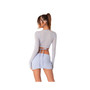 Women's Mesh Long Sleeve Wrap Crop Top