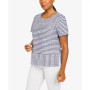 Petite Classics Stripe Texture Knit Top with Necklace
