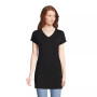 Women's Petite Short Sleeve Jersey Extra Long Vneck Tunic