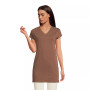 Women's Petite Short Sleeve Jersey Extra Long Vneck Tunic