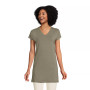 Women's Petite Short Sleeve Jersey Extra Long Vneck Tunic