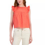Women's Cotton Eyelet Tie-Back Flutter-Sleeve Top