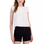 Women's Cotton Eyelet Tie-Back Flutter-Sleeve Top