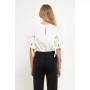 Women's Bow Banded Puff Sleeve Blouse