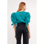 Women's Bow Banded Puff Sleeve Blouse