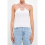 Women's Crossover Skinny Rib Knit Top