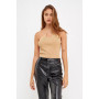 Women's Crossover Skinny Rib Knit Top