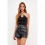 Women's Crossover Skinny Rib Knit Top