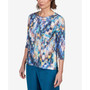 Petite Classics Triple Ring Brushstroke Printed Top