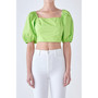Women's Puff Sleeve Top with Back Bow