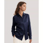 Women's Basic Concealed Placket Silk Shirt