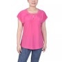 Petite Grommet Neck Knit  Short Extended Sleeve Top