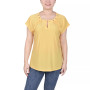 Petite Grommet Neck Knit  Short Extended Sleeve Top