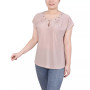 Petite Grommet Neck Knit  Short Extended Sleeve Top