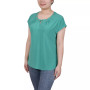 Petite Grommet Neck Knit  Short Extended Sleeve Top