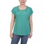 Petite Grommet Neck Knit  Short Extended Sleeve Top