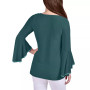 Women's Long Bell Sleeve Tunic with Stone Details Top
