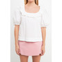 Women's U-neckline Puff Sleeve Top