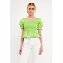 Women's Puff Sleeve Top with Square Neckline