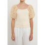 Women's Tulle Puff Sleeve with Knit Top