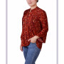 Petite 3/4 Sleeve Overlapped Bell Sleeve Y-neck Top