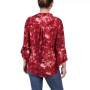 Petite 3/4 Sleeve Overlapped Bell Sleeve Y-neck Top